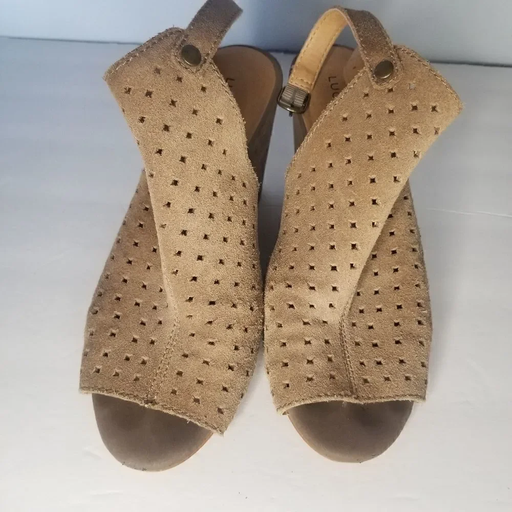 Lucky Brand open toe sling back wedge heel Women's size 8